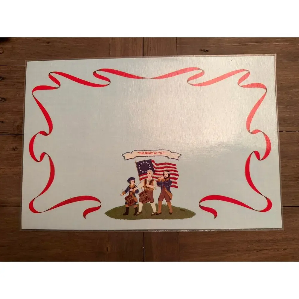 6 Plastic coated PLACEMATS 1776‎ Bicentennial SPIRIT OF '76 - Rosetta Valone